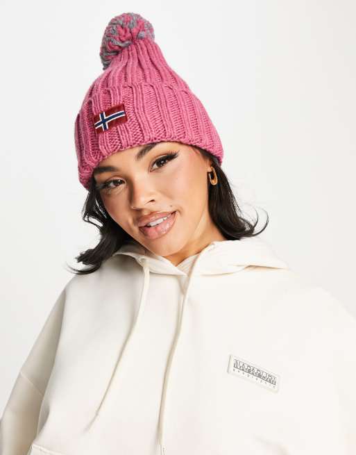 Napapijri semiury bobble beanie in pink