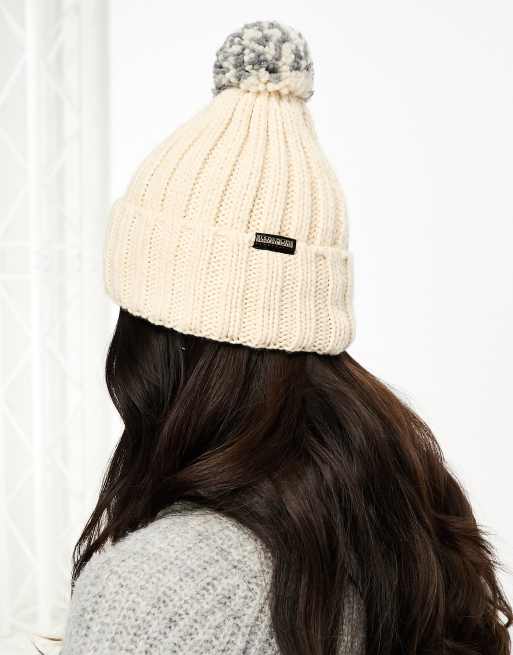 Napapijri - Semiury - Bonnet en maille à pompon - Crème, 2 de 4