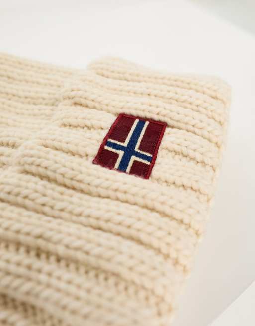Napapijri – Semiury – Gestrickte Bommelmütze in Creme, 3 von 4