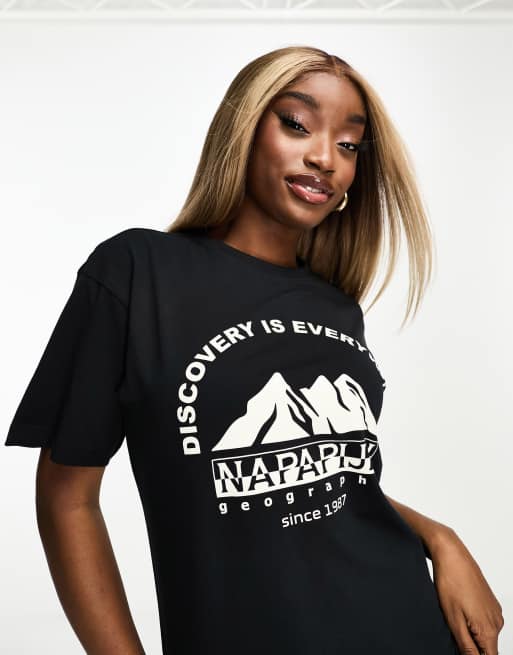 Napapijri - Shetland - Sort T-shirt med print på brystet
