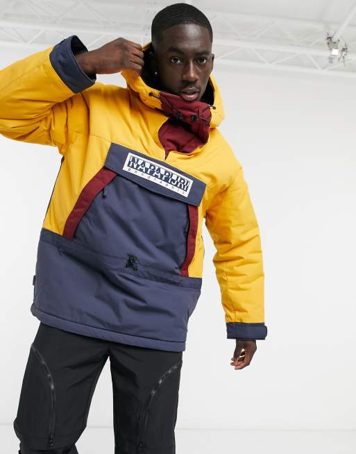 Napapijri Skidoo overhead jacket in blue yellow ASOS