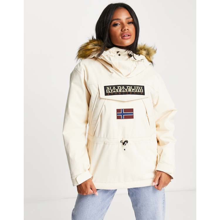 Napapijri Skidoo Veste a capuche en fausse fourrure Blanc casse Cra wallonieShops