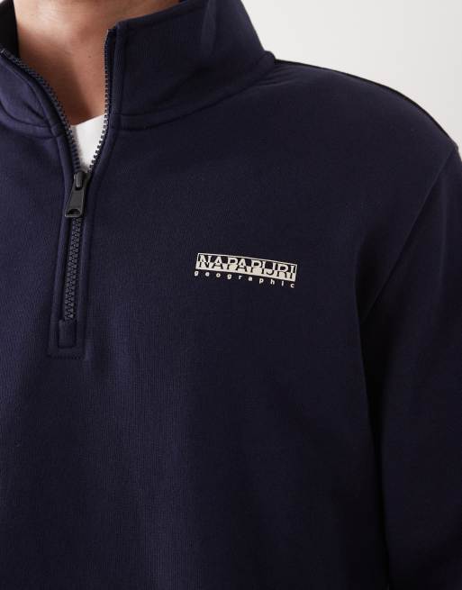 Napapijri small logo half zip sweatshirt in navy, 5 of 5