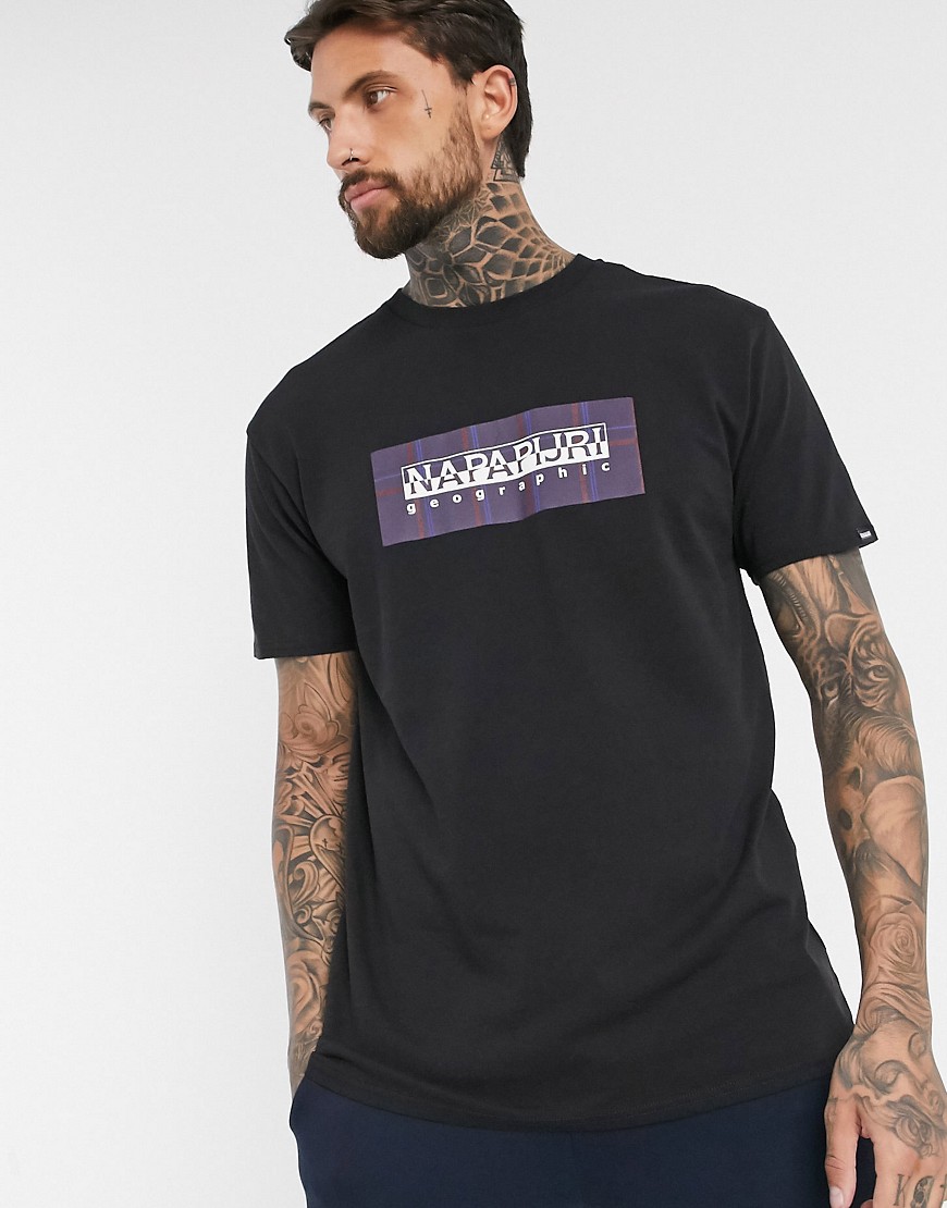 Napapijri - Sox - T-shirt a quadri nera-Nero