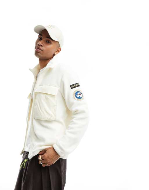 Napapijri - Step - Polaire zippée en sherpa - Blanc cassé