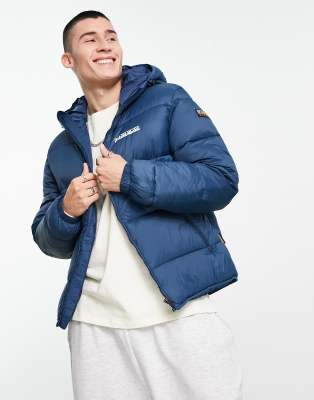 Napapijri Suomi puffer hooded jacket in blue - ASOS Price Checker