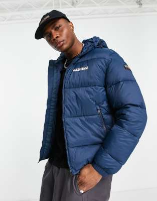 Napapijri Suomi puffer hooded jacket in blue