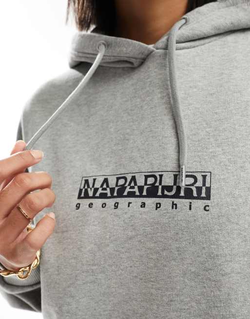 Napapijri - Sweat à capuche oversize en polaire à logo encadré - Gris, 3 de 4