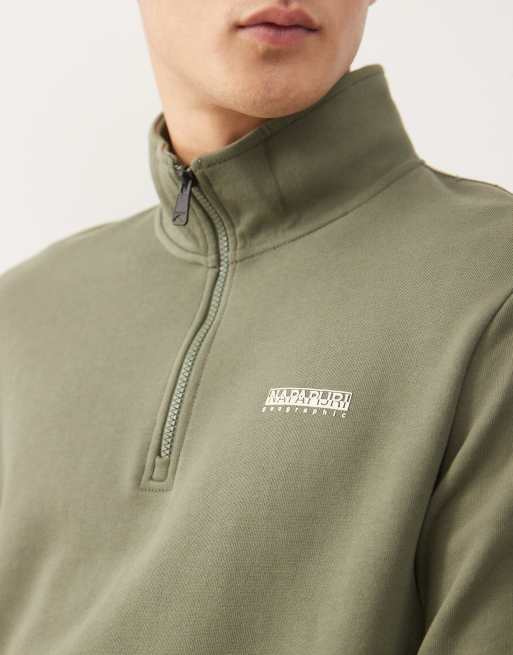 Napapijri – Sweatshirt in Khaki mit kurzem Reißverschluss, 5 von 5