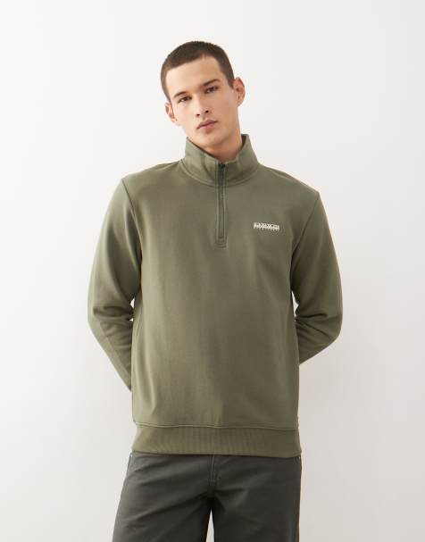 Napapijri - Sweatshirt met 1/4 rits in kaki - view 1