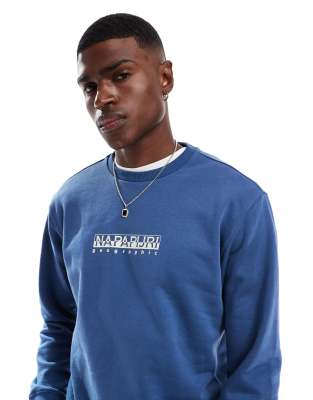 Napapijri Sweatshirt With Box Logo In Blue