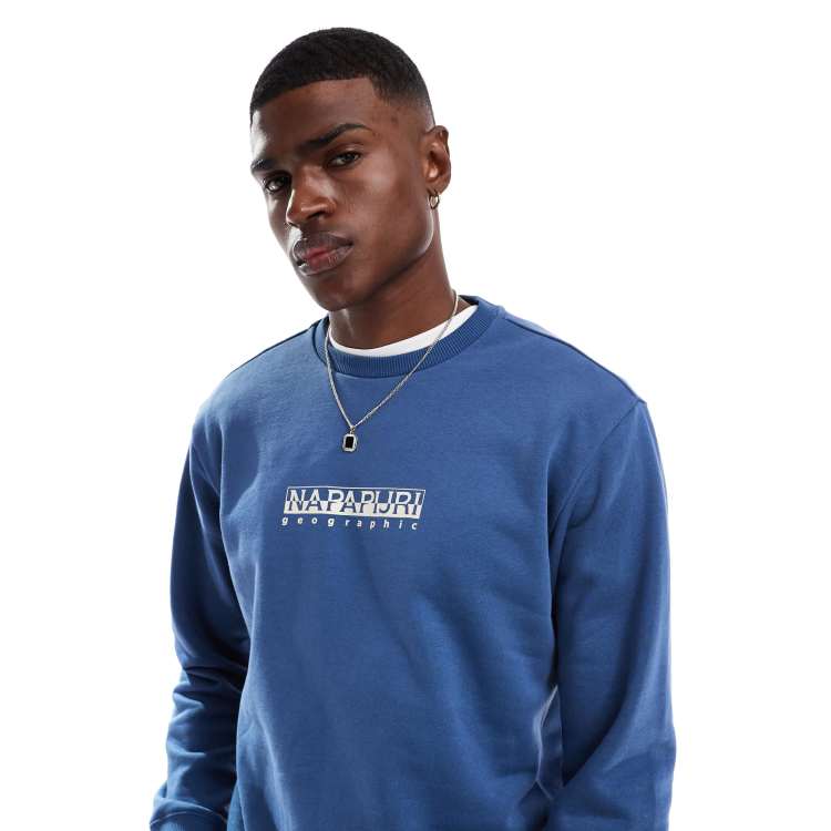 【Napapijri】ボックスロゴ スウェット ネイビー / 送料無料 Napapijri K B-Box Crew Sweatshirt | Oxygen Clothing