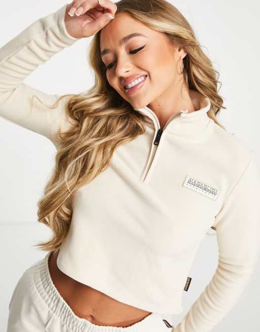 Napapijri - T-Morgex - Fleece met 1/4 rits in gebroken wit