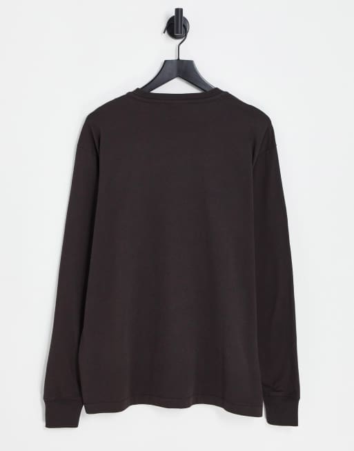 Napapijri - T-shirt a maniche lunghe marrone con logo