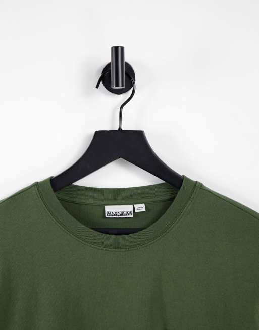 Napapijri - T-shirt a maniche lunghe verde con toppa