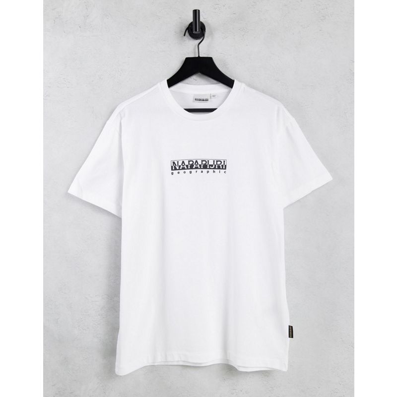 Top Ixwk2 Napapijri - T-shirt bianca con riquadro con logo 