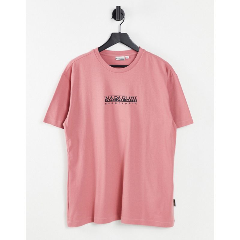Uomo Top Napapijri - T-shirt con riquadro con logo rosa