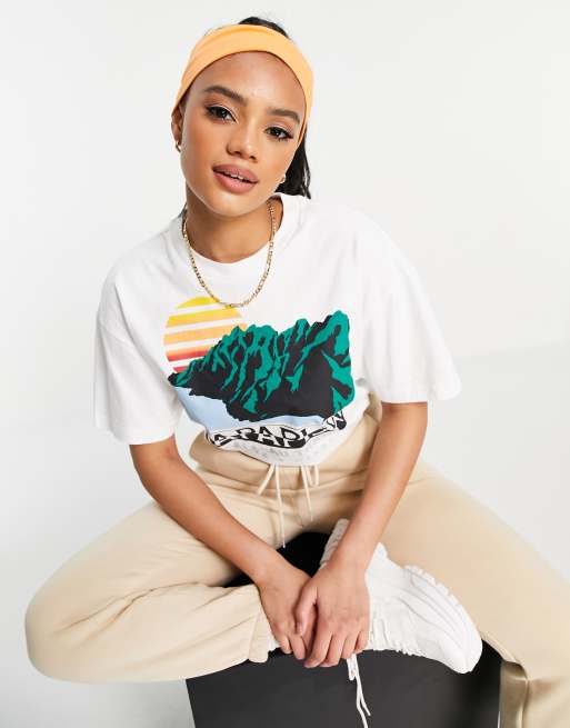 Napapijri t-shirt in white/green | ASOS