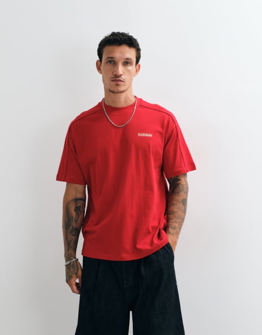 Napapijri t-shirt med ryggtryck i rött, 4 av 5