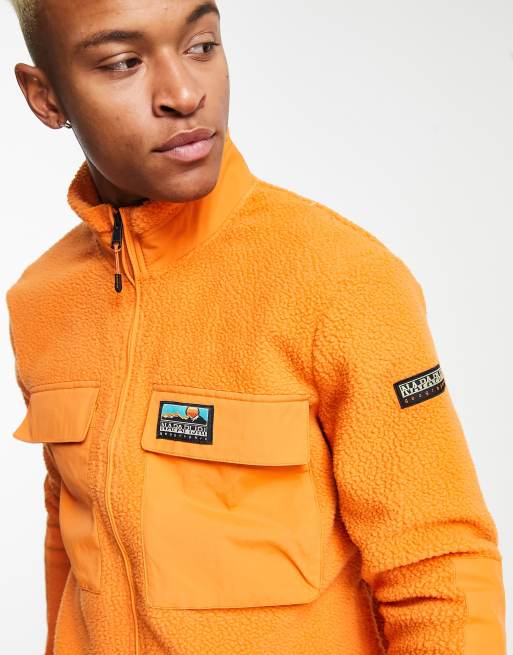 Napapijri t step full zip fleece in orange ASOS