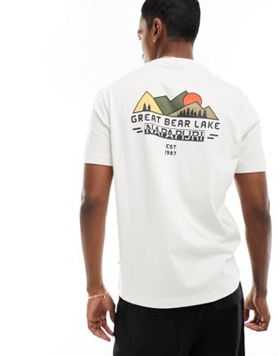 Napapijri Tahi backprint graphic t-shirt in off white