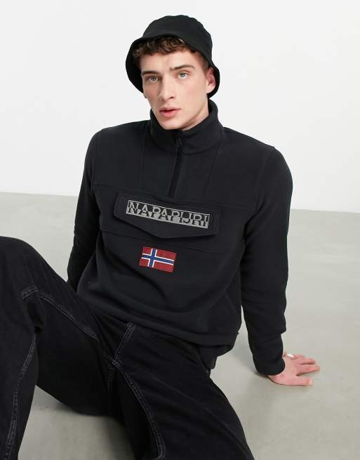 Napapijri Ted 1 2 zip fleece in black ASOS