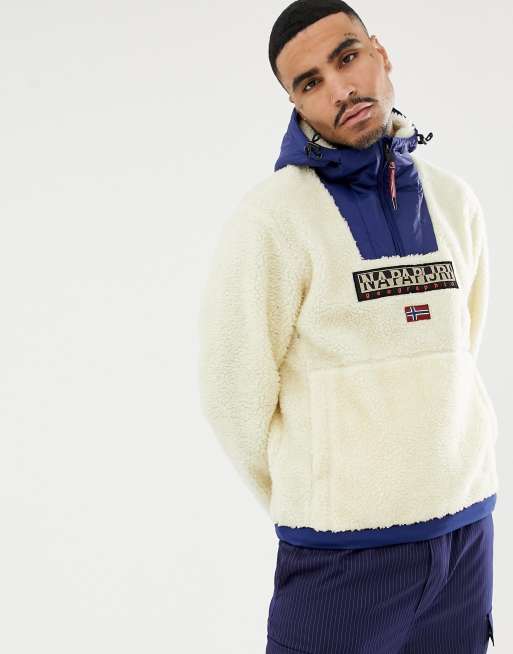 Napapijri Teide borg hoodie in off white | ASOS