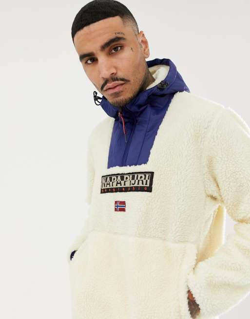 Napapijri Teide borg hoodie in off white ASOS