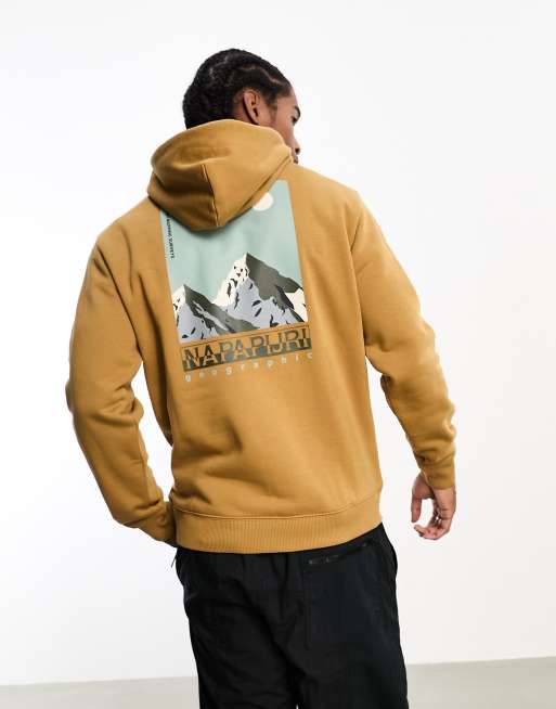 Napapijri Telemark back print fleece hoodie in beige | ASOS