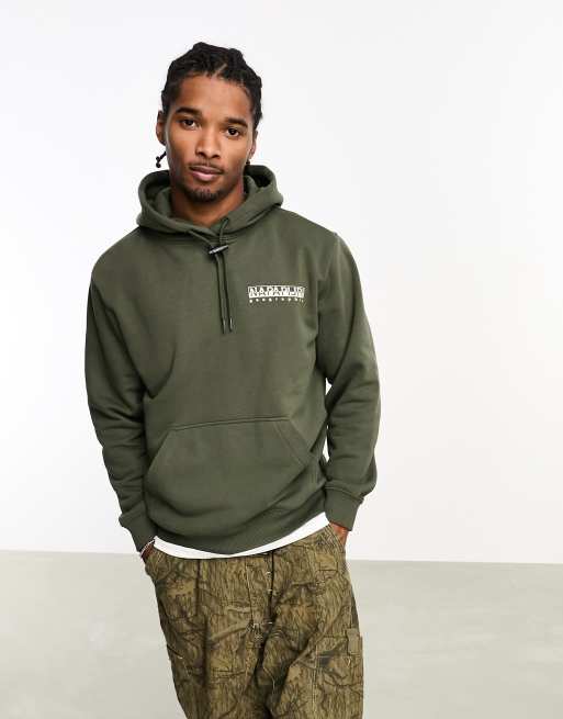 Napapijri Telemark back print fleece hoodie in khaki | ASOS