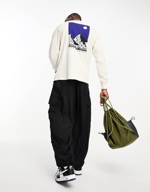 Napapijri Telemark back print long sleeve t-shirt in off white
