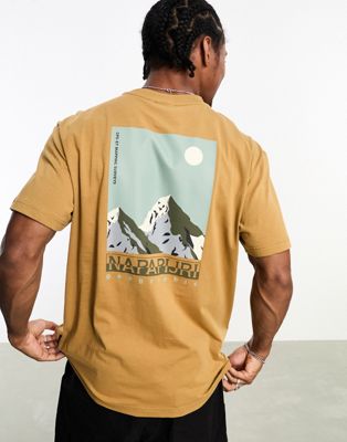 Napapijri Telemark back print t-shirt in beige