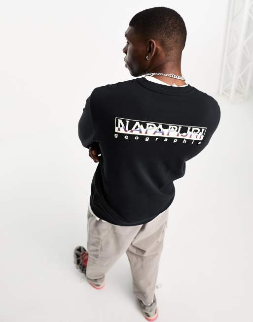 Napapijri - Telemark - Sweatshirt van fleece met print op de achterkant in zwart