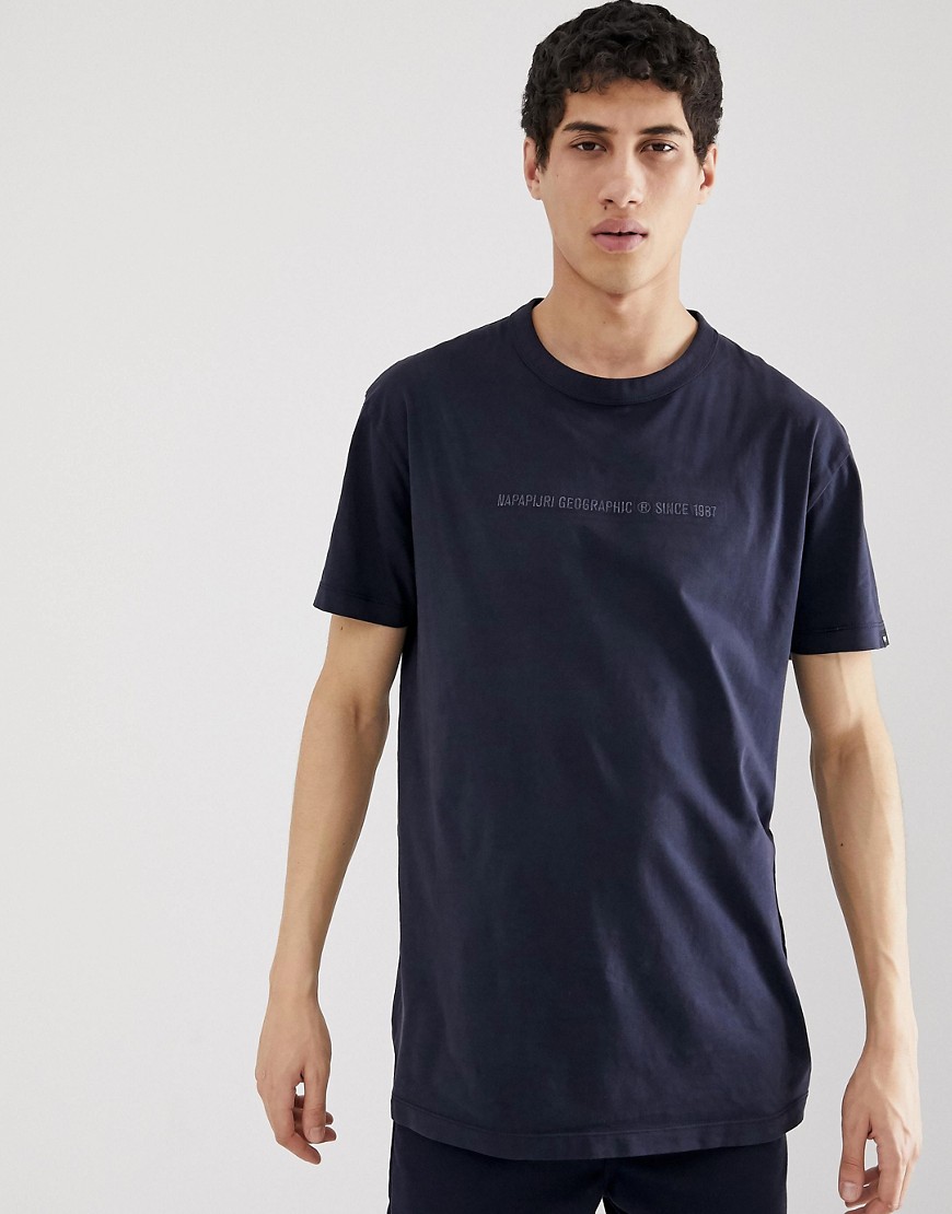 Napapijri Tibe - Sakat - Marinblå t-shirt med brodering