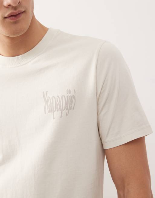 Napapijri - Turrach - Råhvid T-shirt med rygprint, 5 af 5