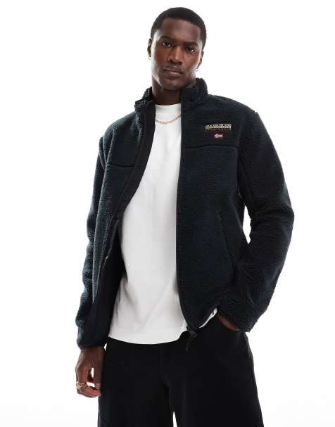 Napapijri - Tynik - Giacca nera in pile con logo e zip integrale - view 1