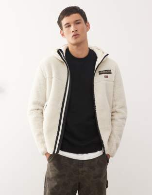 Napapijri Tynik Hooded Fleece Jacket In White