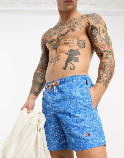Napapijri Vail woven printed swim shorts in blue