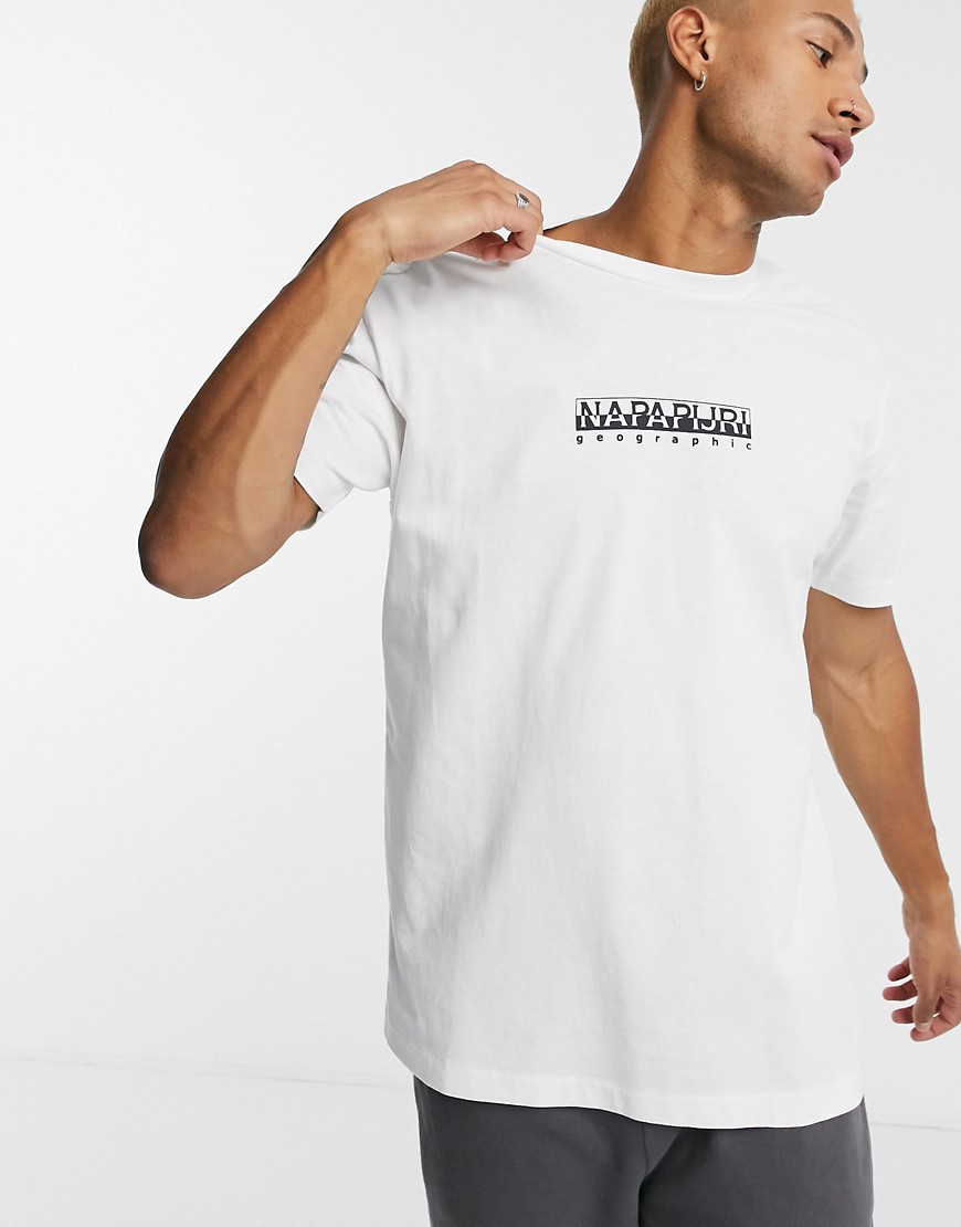 Napapijri – Vit t-shirt med fyrkantig logga