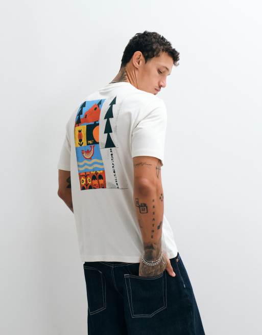 Napapijri Whol backprint t-shirt in off white, 4 of 5