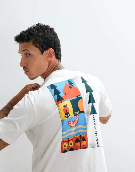 Napapijri Whol t-shirt med ryggtryck i off white, 3 av 5