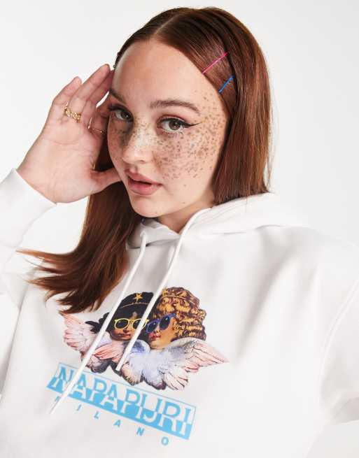Napapijri x Fiorucci - Hvid hættetrøje med rygprint, 3 af 4