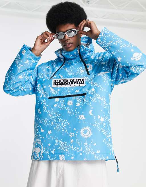 Napapijri x Fiorucci – Northfarer – Jacke in Blau mit All-over-Prints