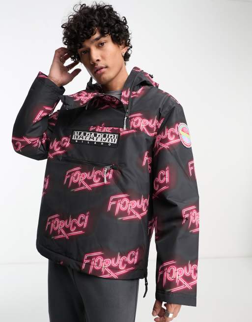 Napapijri x Fiorucci Northfarer jacket in all over print in black
