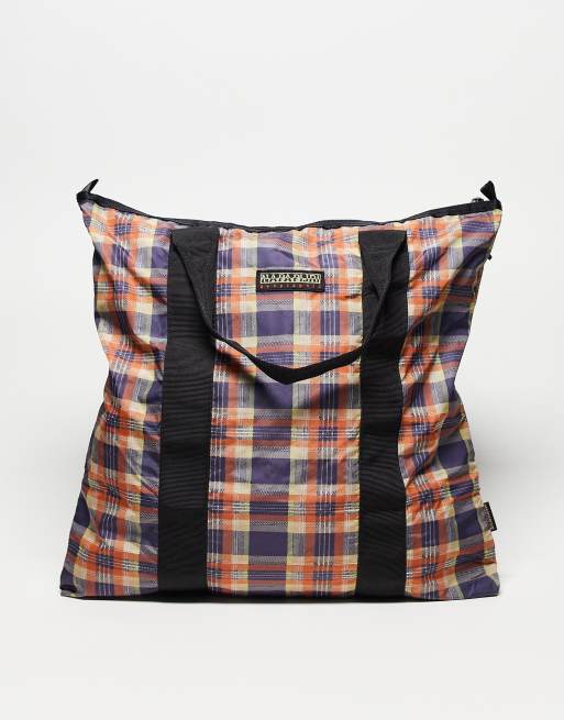 Napapijri x Liberty Adanson tote bag in blue and brown check