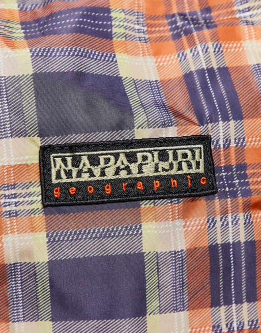 Napapijri x Liberty Adanson tote bag in blue and brown check, 3 of 4