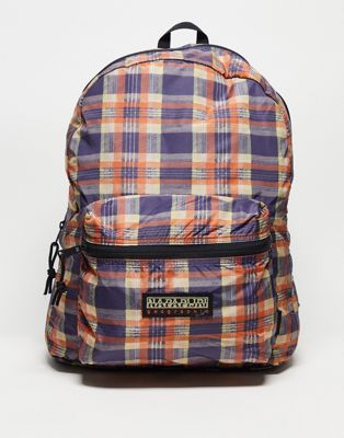Napapijri x Liberty Harmony backpack in blue and brown check
