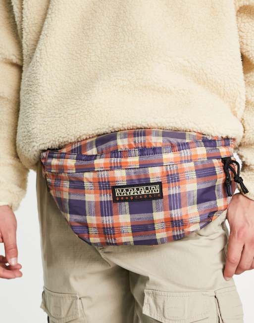 Napapijri x Liberty Tournefort - Marsupio blu e marrone a quadri, 4 di 4