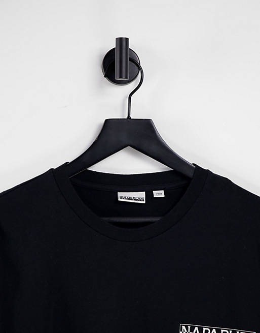 T-Shirts & Vests Napapijri Yoik back print long sleeve t-shirt in black 