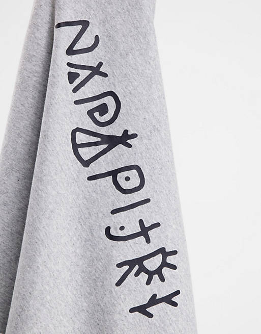 Men Napapijri Yoik back print long sleeve t-shirt in light grey 